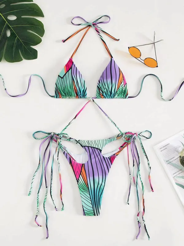 On-Piece Trikini Swimsuit with Wireless Triangle Bra