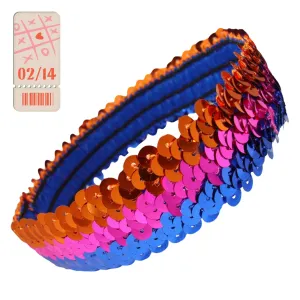 Orange Pink Blue Sequin Headband