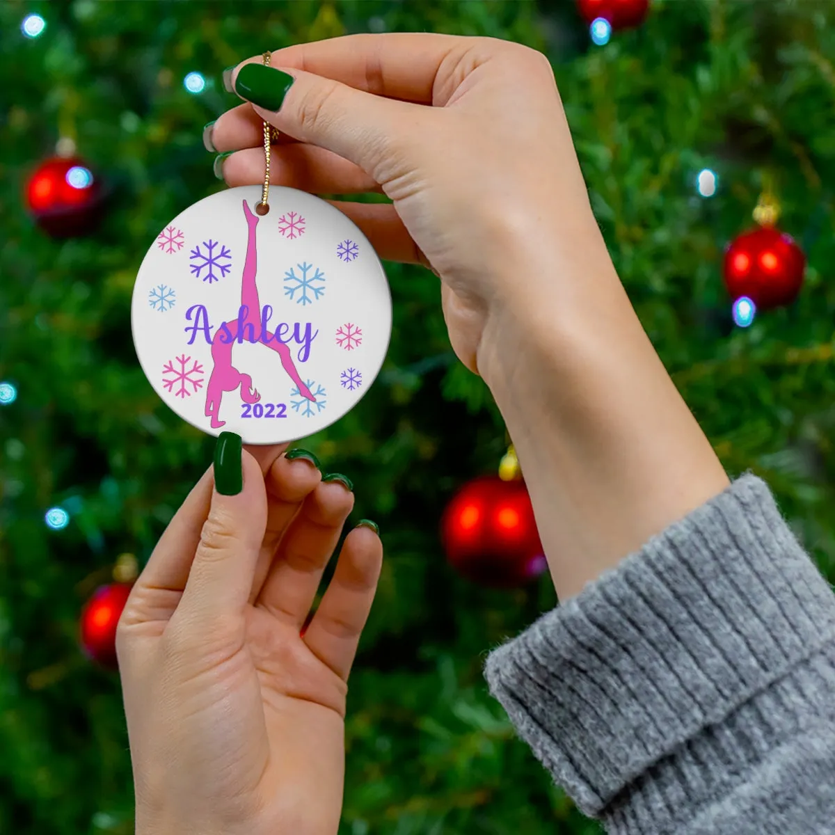 Personalized Gymnastics Christmas Ornament with a Name and Year