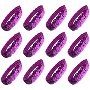 Purple Sequin Headbands - 12 Pack