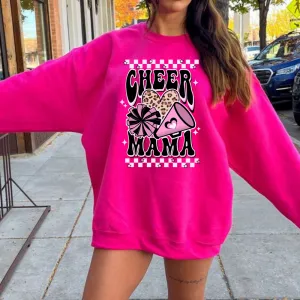 Retro Pink Cheer Mom Crewneck Sweatshirt