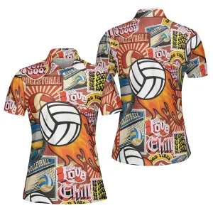 Retro Volleyball Polo Shirt For Women, Idea Gift for Volleyball Player Team