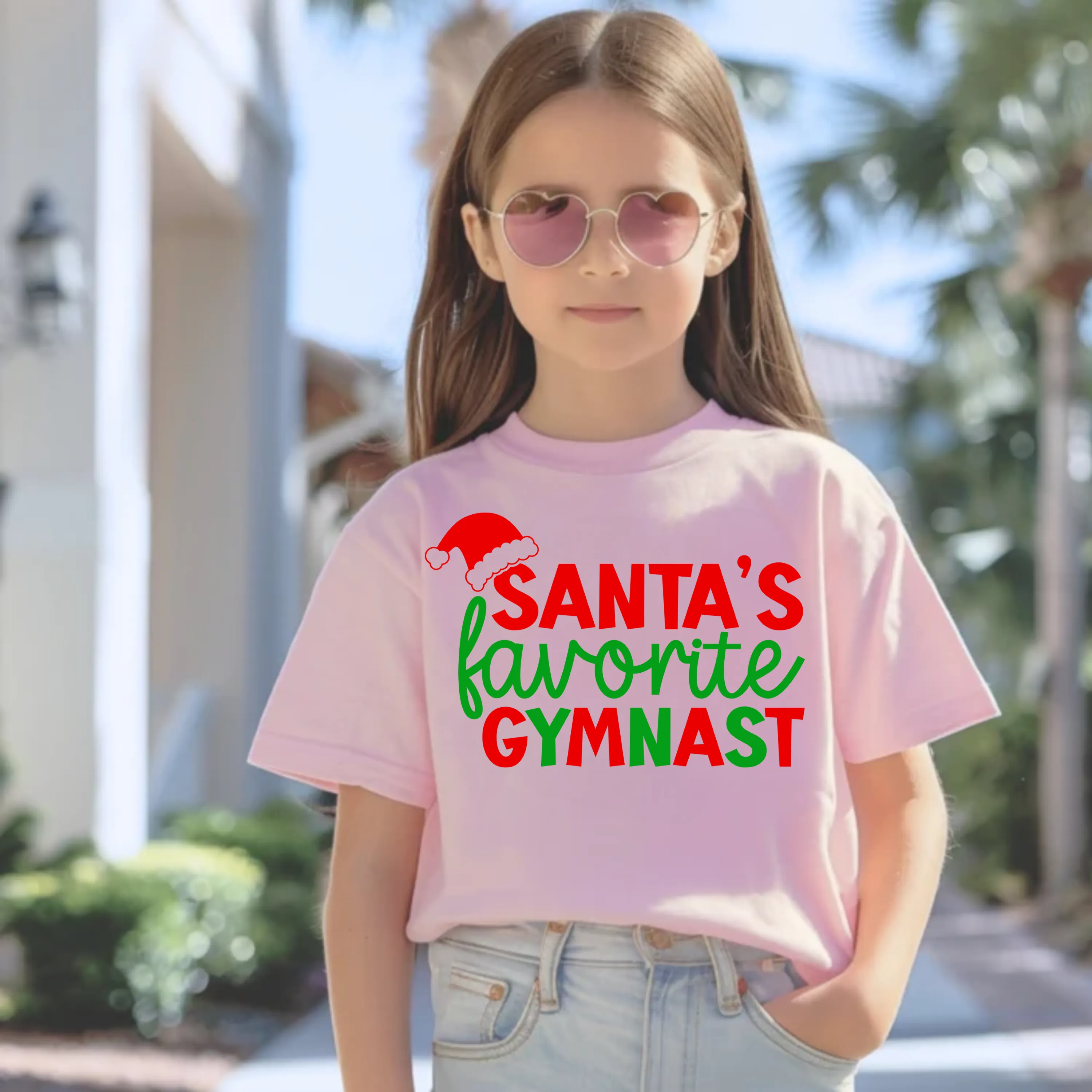 Santa's Favorite Gymnast | Gymnastics Christmas Shirt for Kids