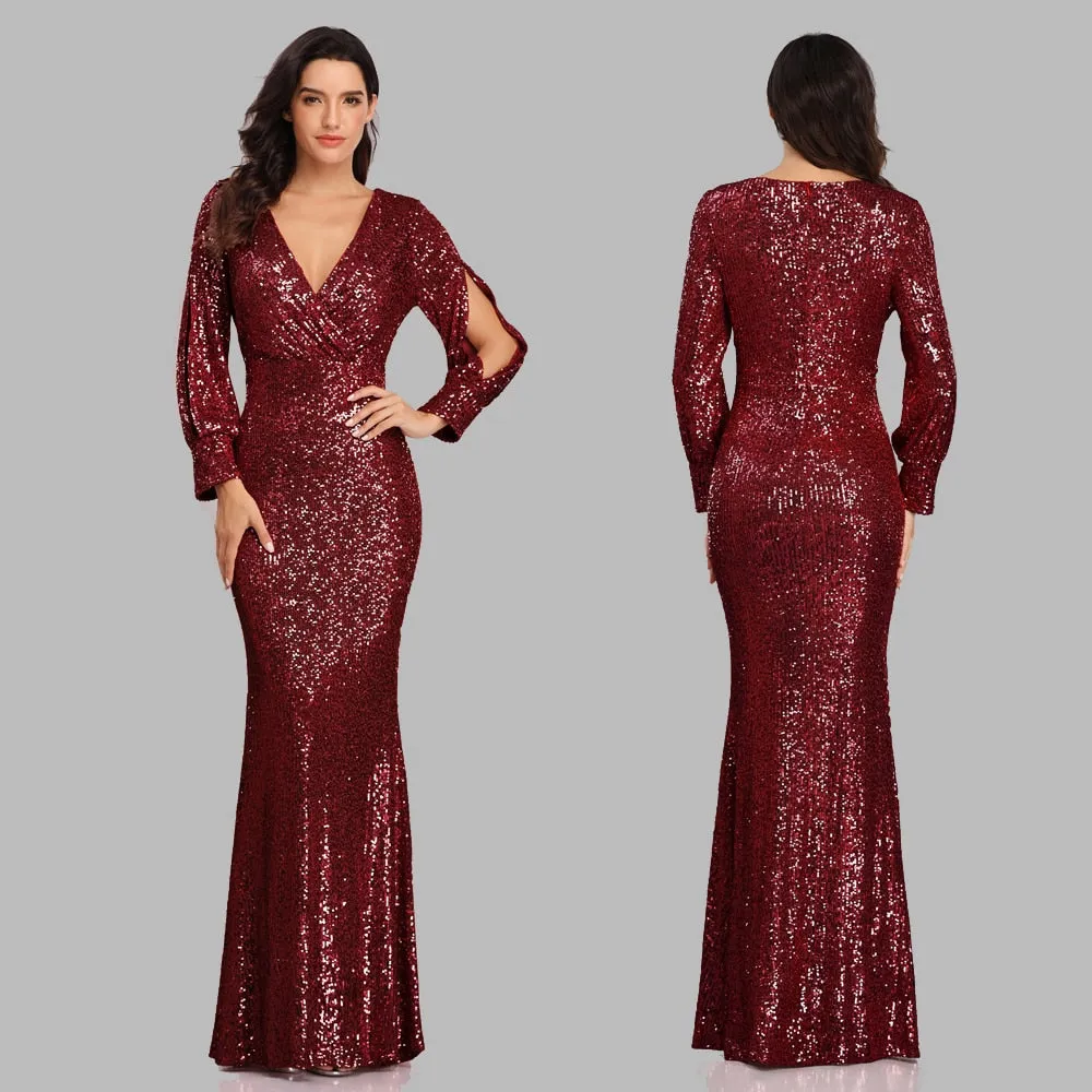 Sexy V-neck Mermaid Evening Dress