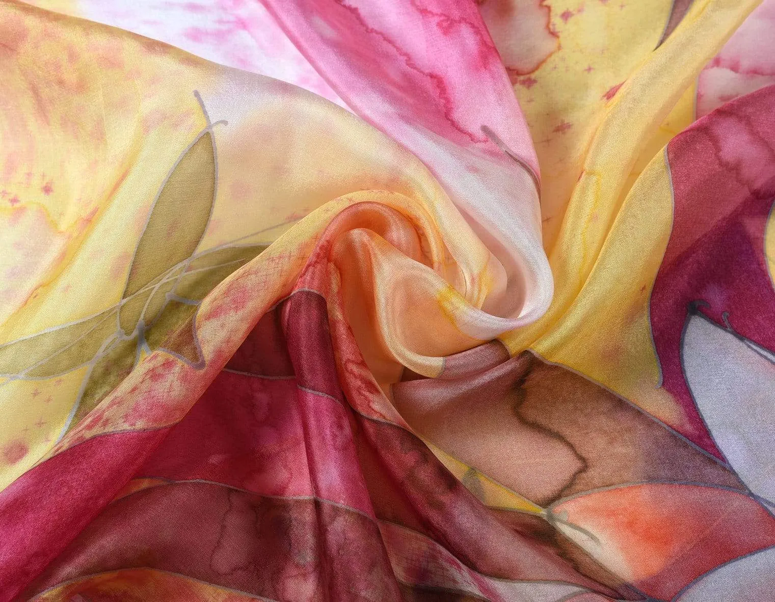 Square Hand Painted Silk Scarf - Daylilly