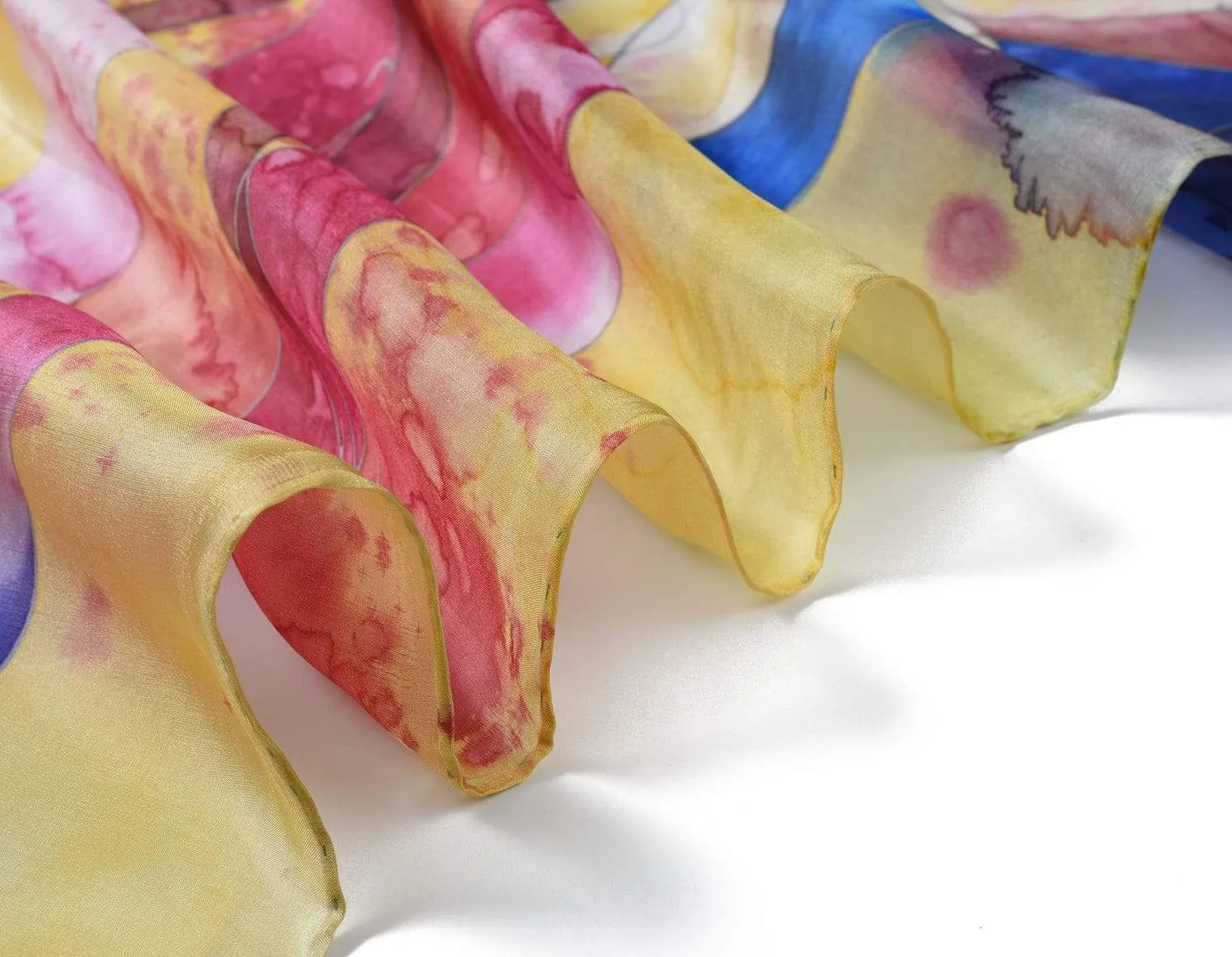 Square Hand Painted Silk Scarf - Daylilly