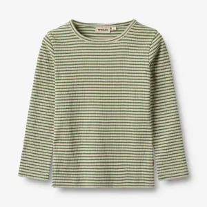 T-Shirt L/S Stig - elm green stripe