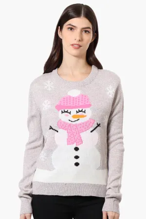 Ugly Christmas Sweater Snow Woman Knit Christmas Sweater - Grey