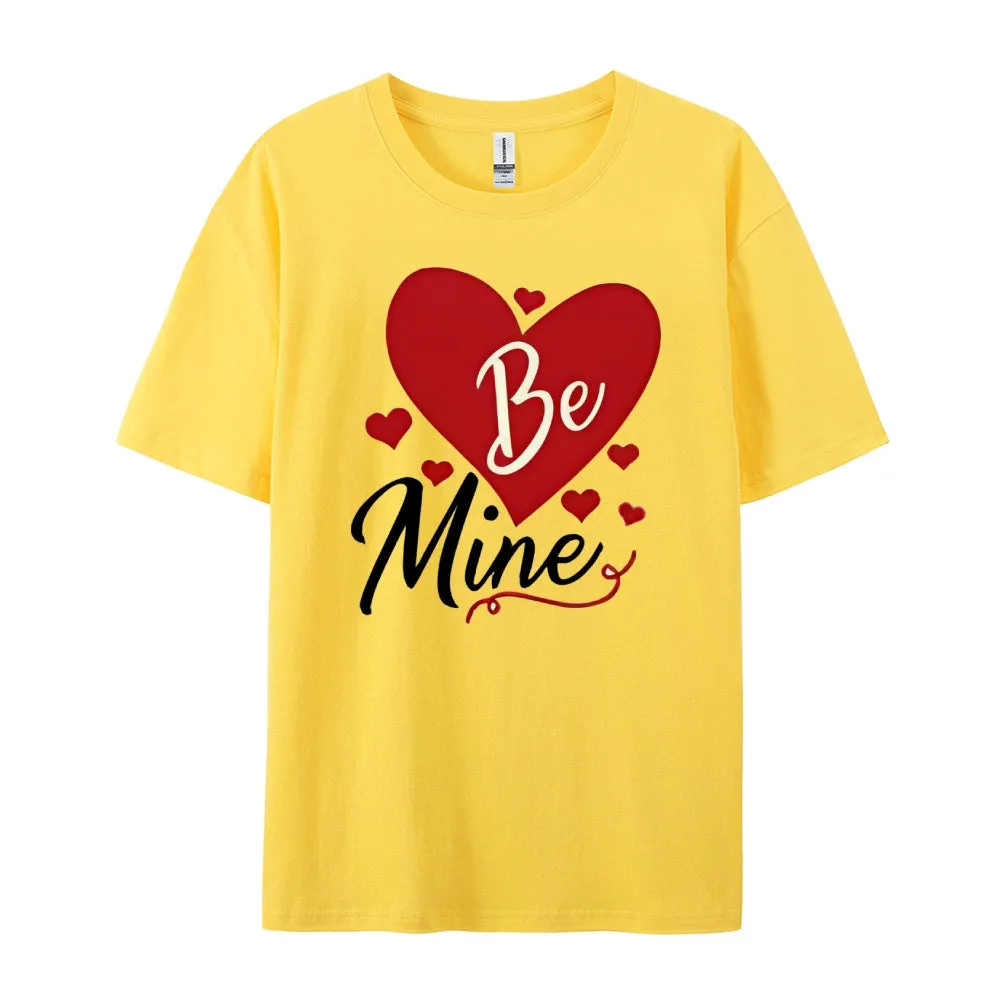 Women Valentine's Day Be Mine Love Heart Print Graphic T-shirt