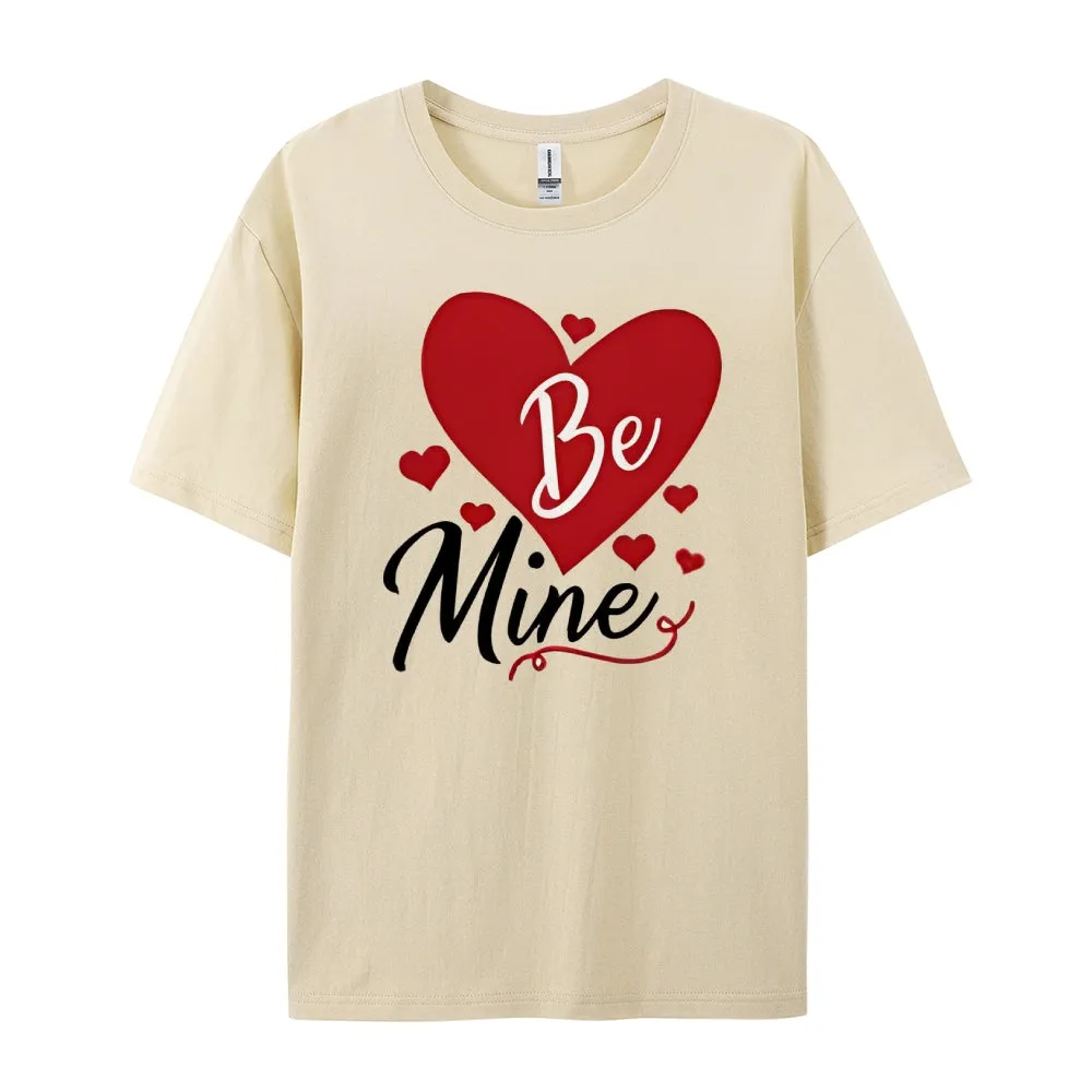 Women Valentine's Day Be Mine Love Heart Print Graphic T-shirt