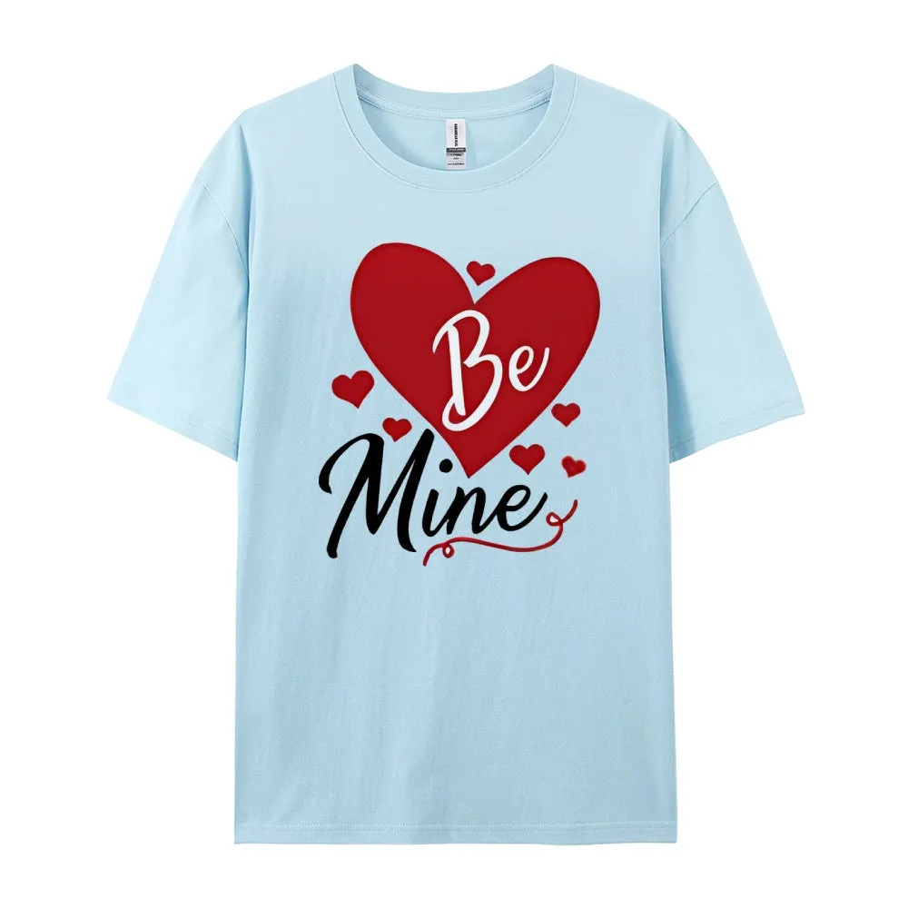 Women Valentine's Day Be Mine Love Heart Print Graphic T-shirt