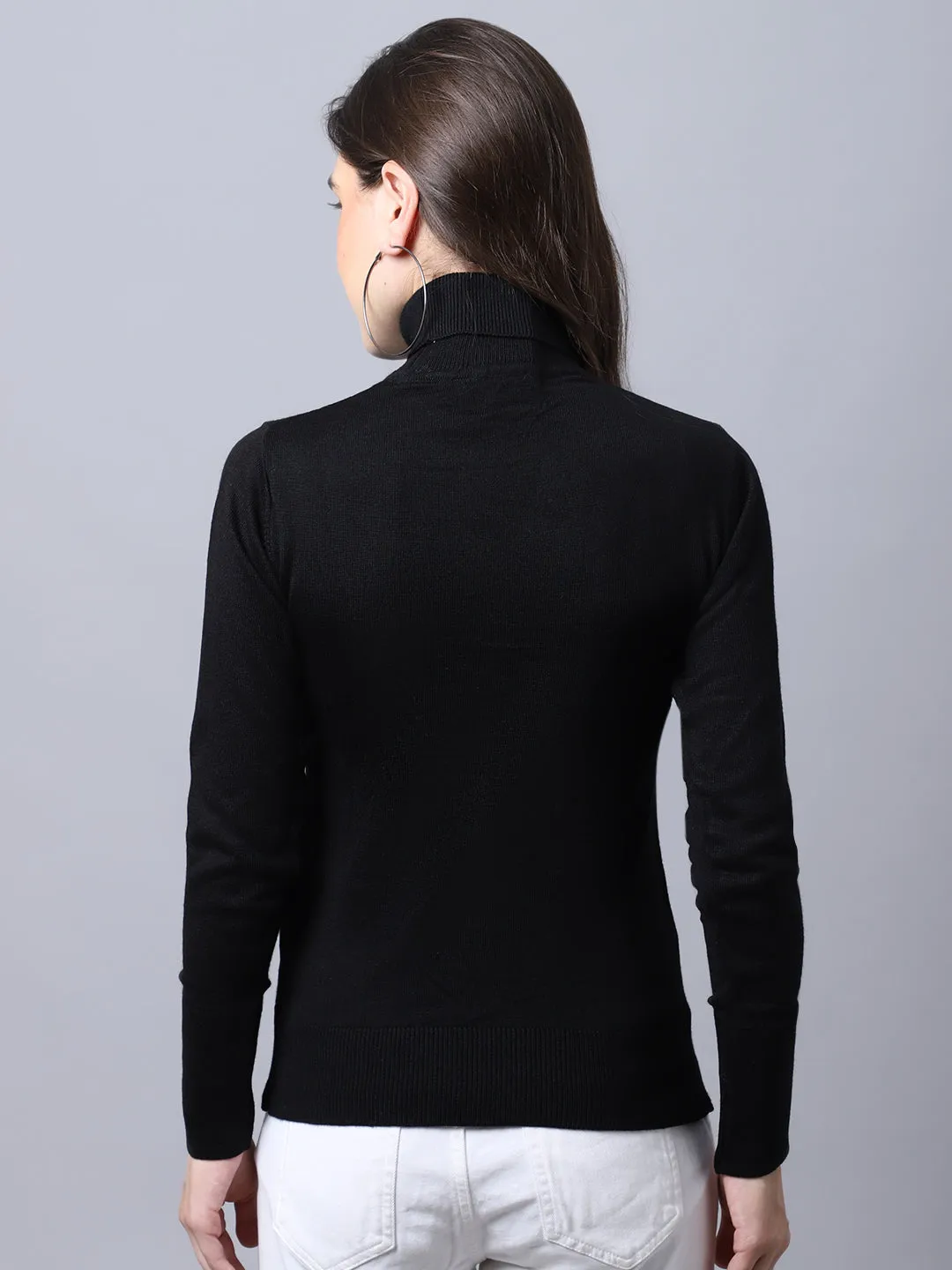 Women's Casual  Black Turtle neck Pullover Sweater